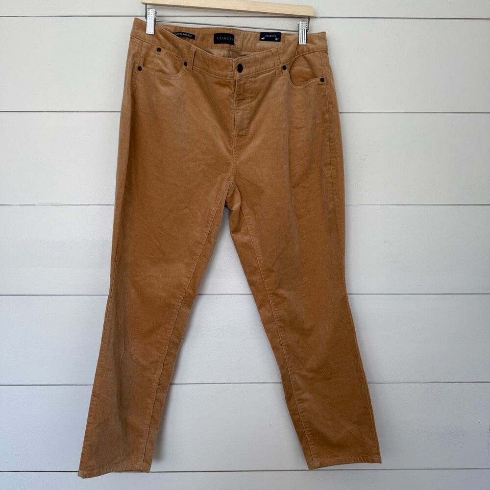 Talbots Women’s 14WP Corduroy Slim Ankle Pant Tan Brown New